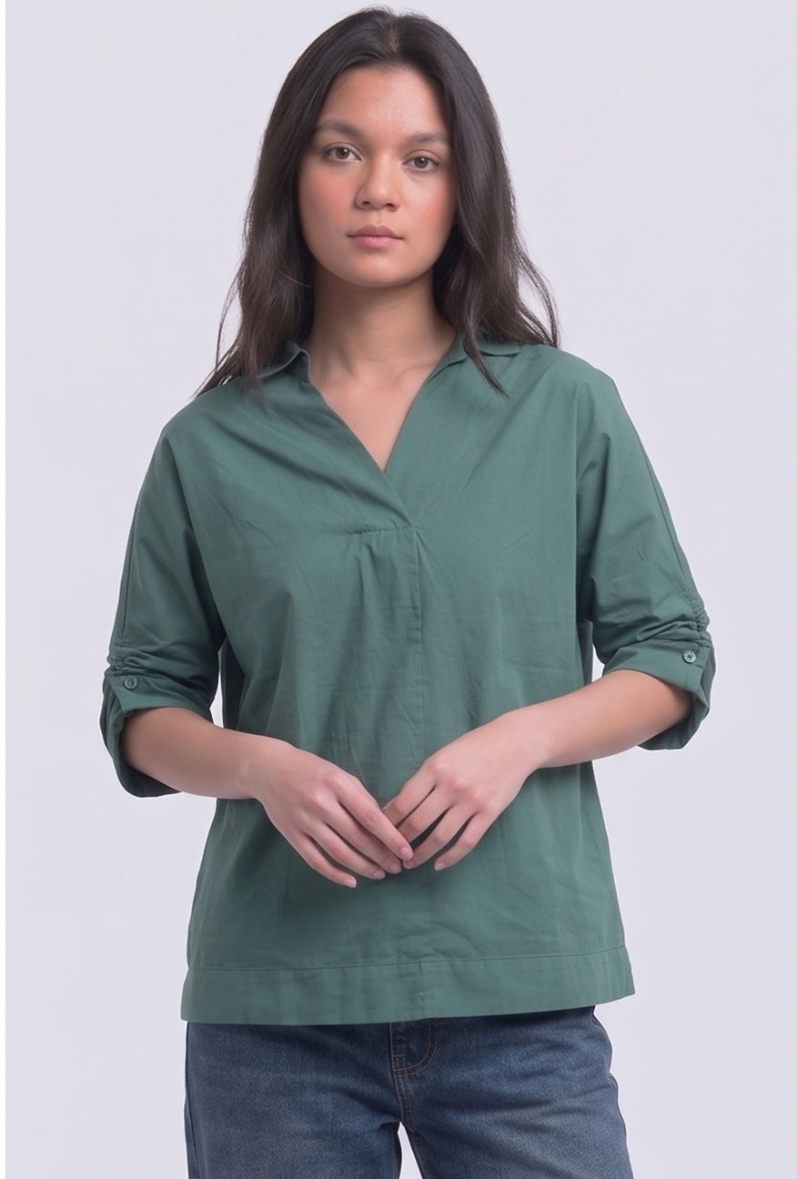 Kemeja Lengan Pendek Syasya Green