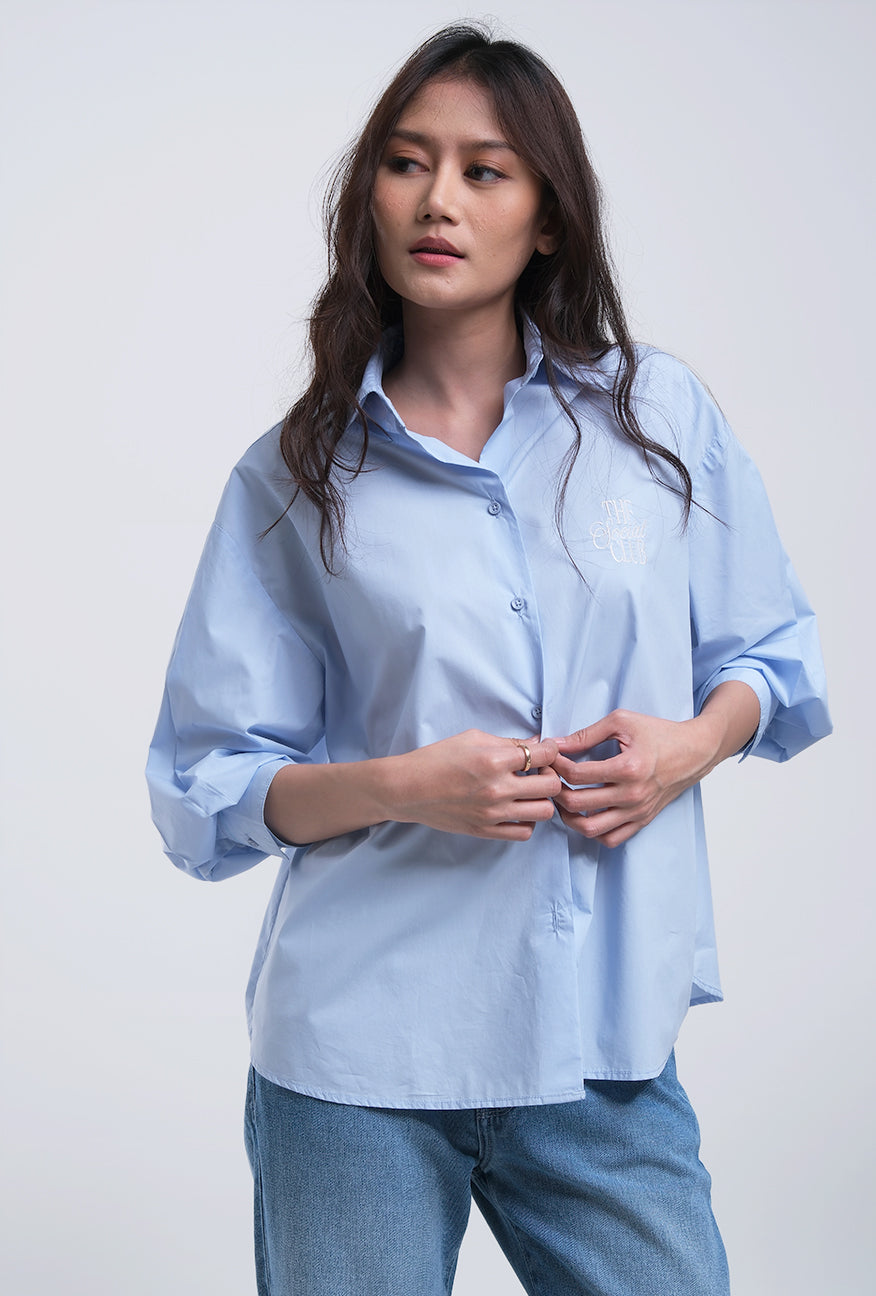 Kemeja Lengan Panjang Naveela Light Blue