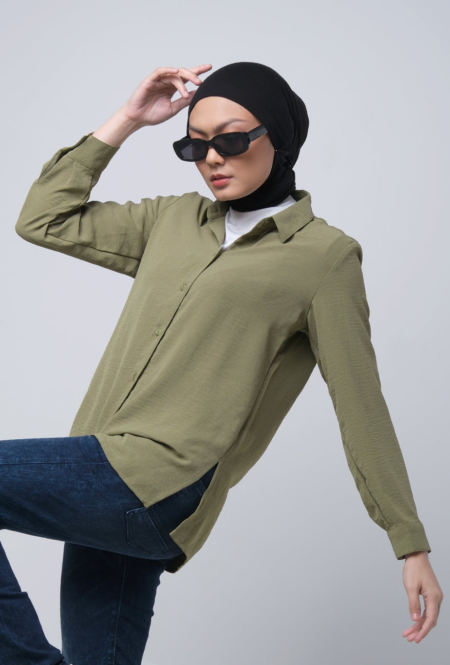 Kemeja Lengan Panjang Joanna Sage Green