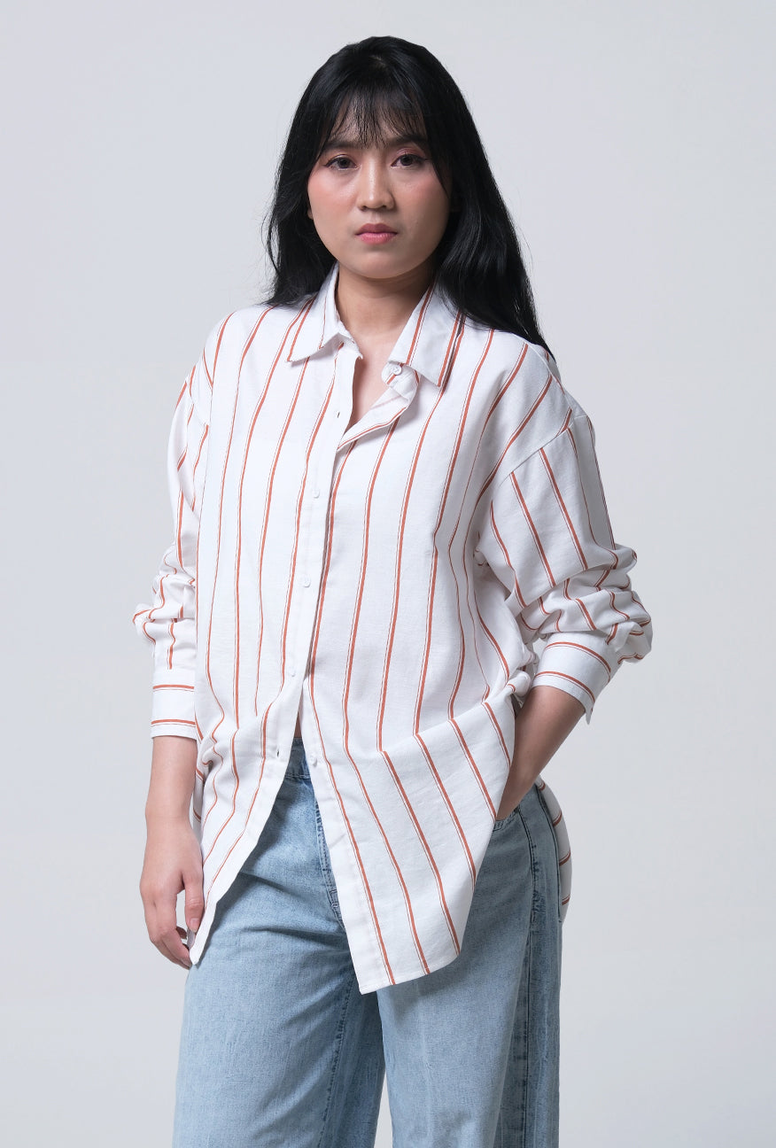 T-Shirt Lengan Panjang Chelmira Offwhite Brown