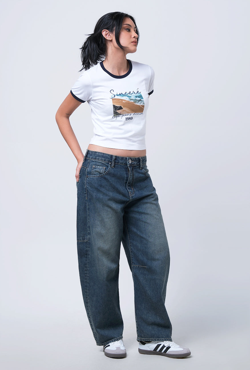 Jeans Barrel Sora Medium Blue