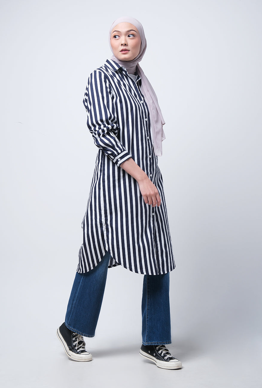 Dress Lengan Panjang Fawnia Navy Dress