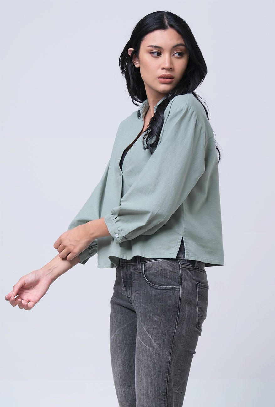 Kemeja Lengan Panjang Zeea Sage Shirt Exclusive Online