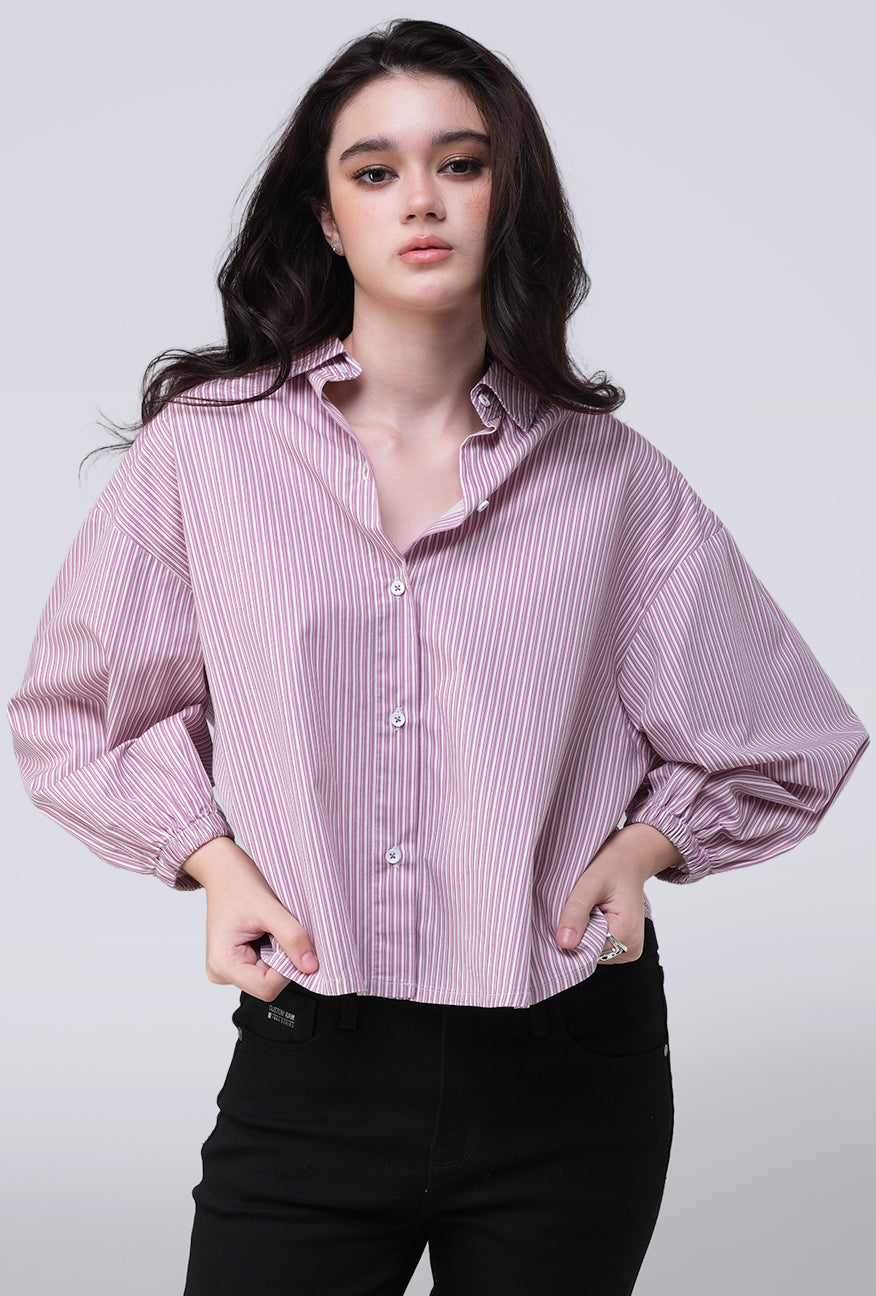 Kemeja Caelina Purple White