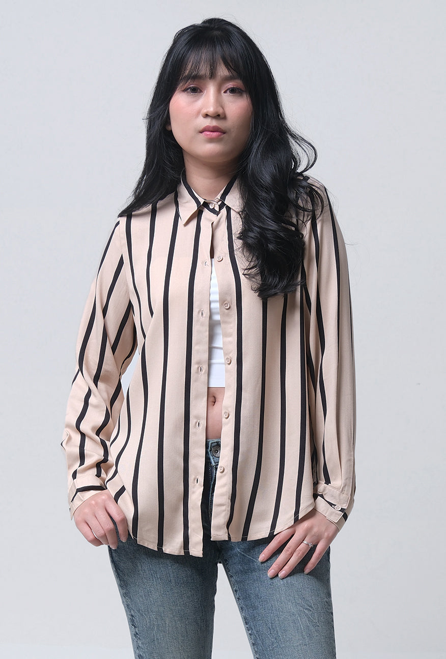 Kemeja Lengan Panjang Agatha Khaki Black