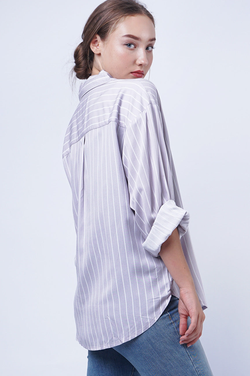 Kemeja Lengan Panjang Neisha Lilac Misty