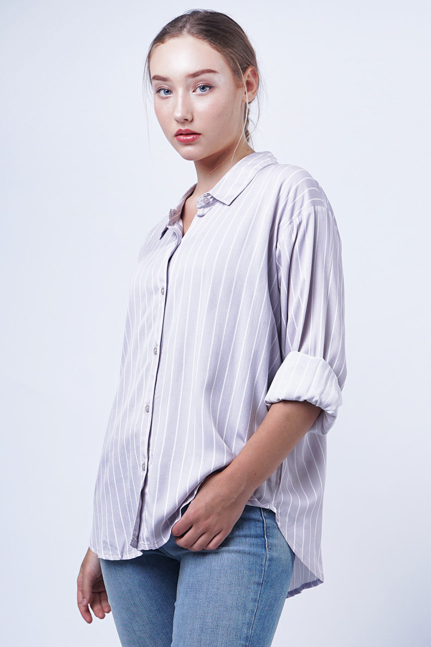 Kemeja Lengan Panjang Neisha Lilac Misty