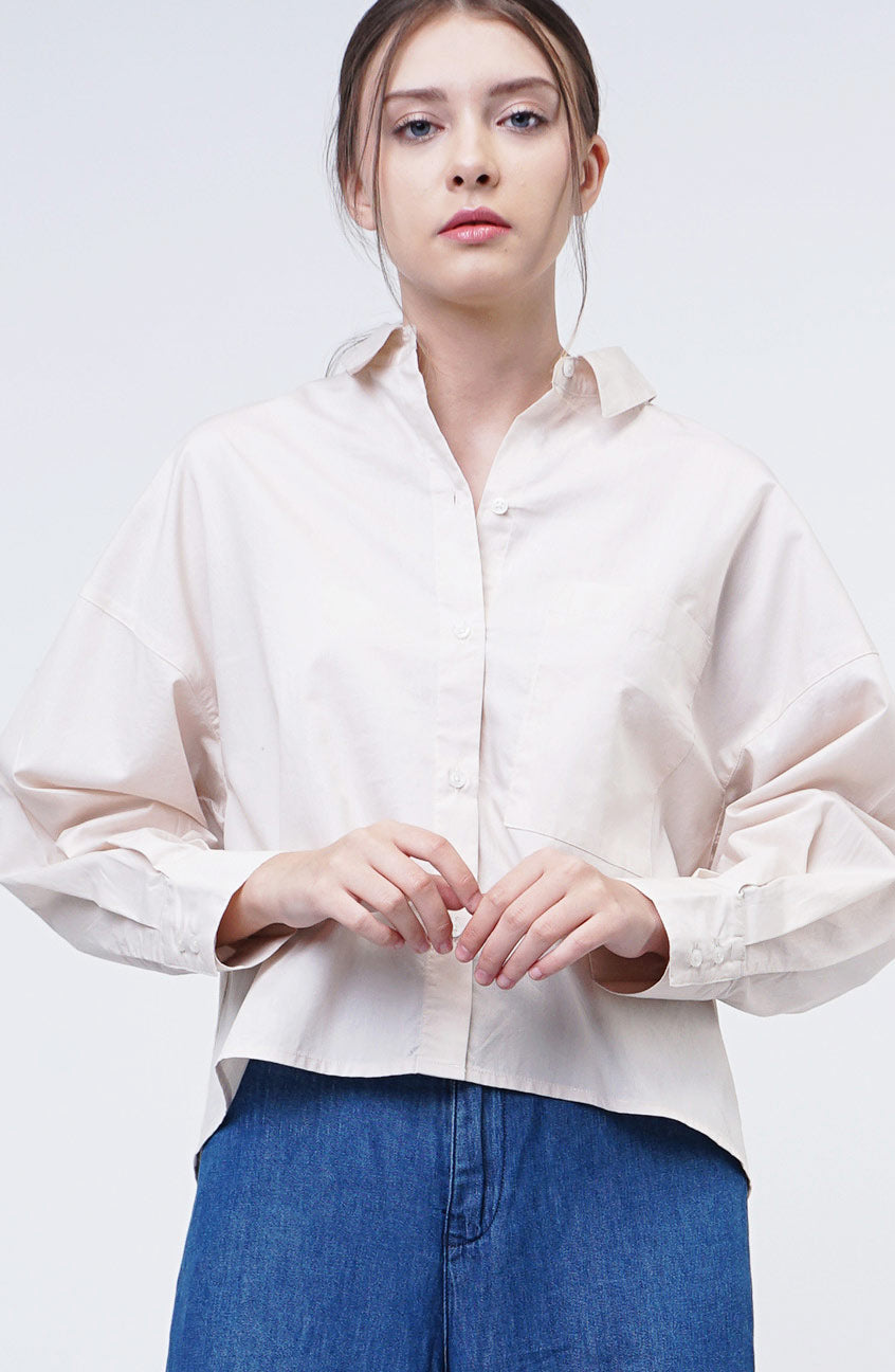Kemeja Lengan Panjang Leslie Ecru Cream
