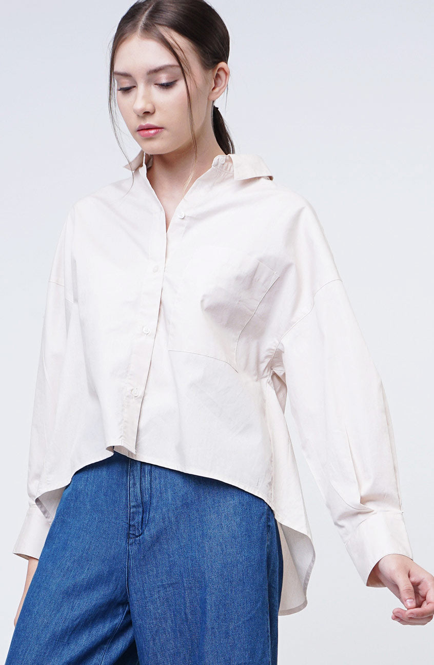 Kemeja Lengan Panjang Leslie Ecru Cream