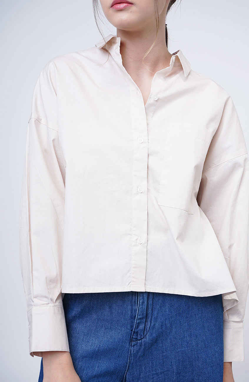 Kemeja Lengan Panjang Leslie Ecru Cream