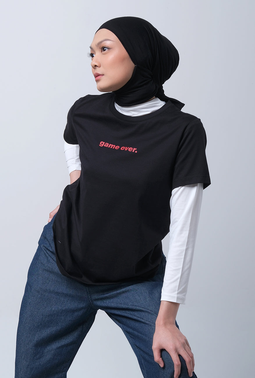 T-Shirt Lengan Pendek Queensha Black