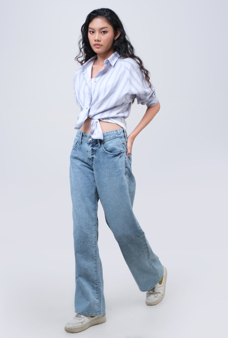 Kemeja Lengan Panjang Oleli Grey Blue