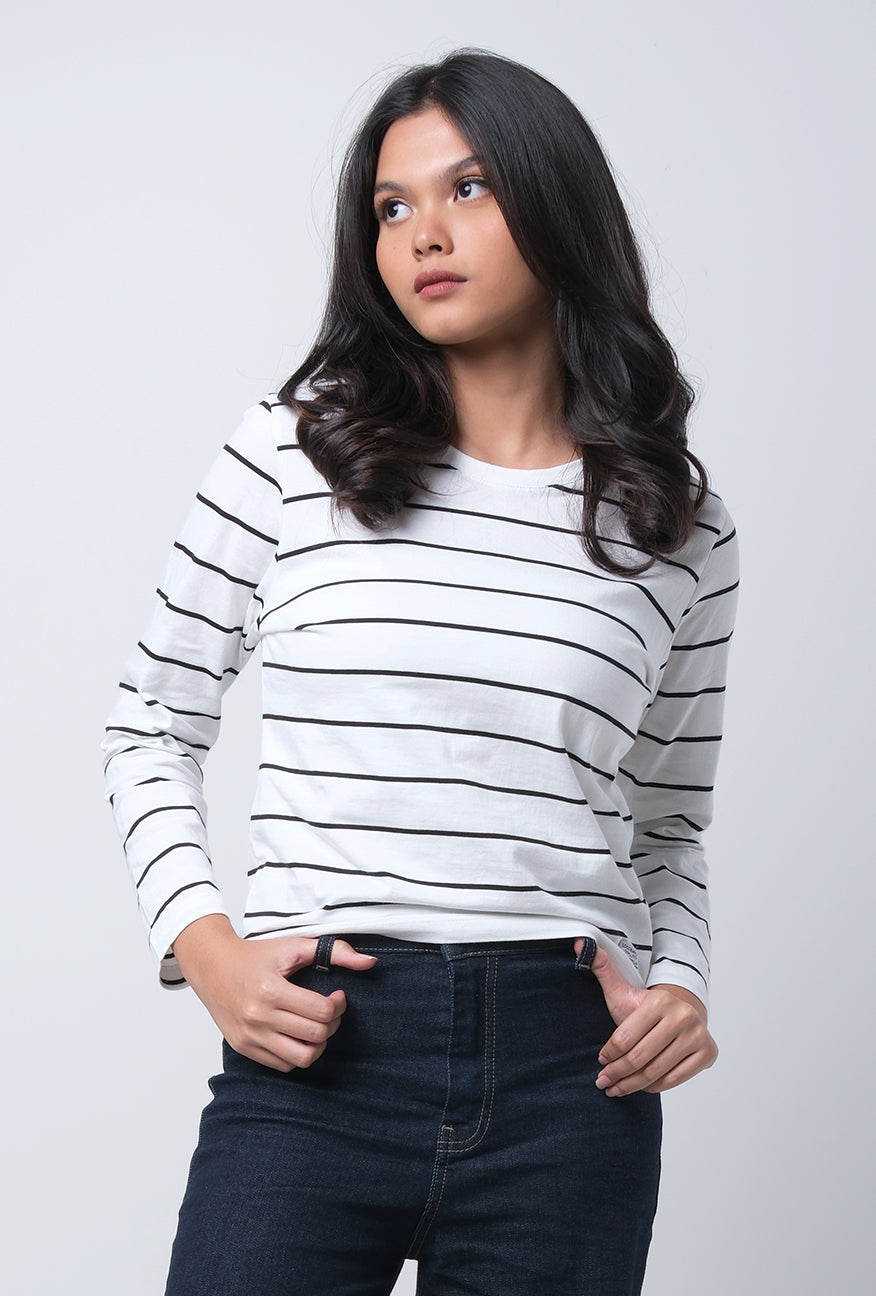 T-Shirt Felysia Offwhite Black Stripe