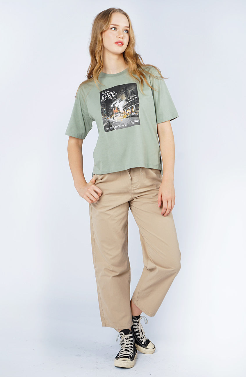 T-Shirt Boxy Lengan Pendek Rivania Dusty Green