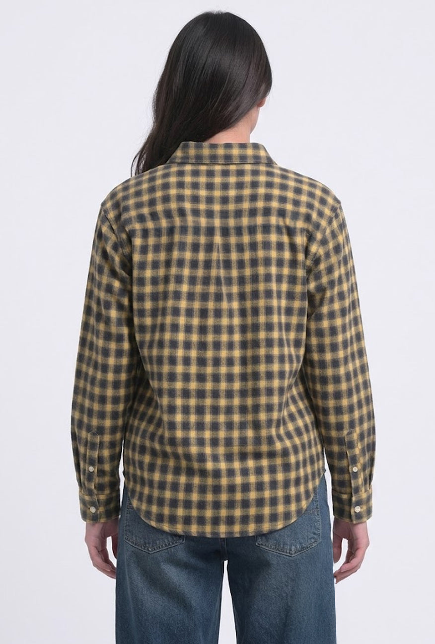 Kemeja Flanel Stacia Navy Yellow