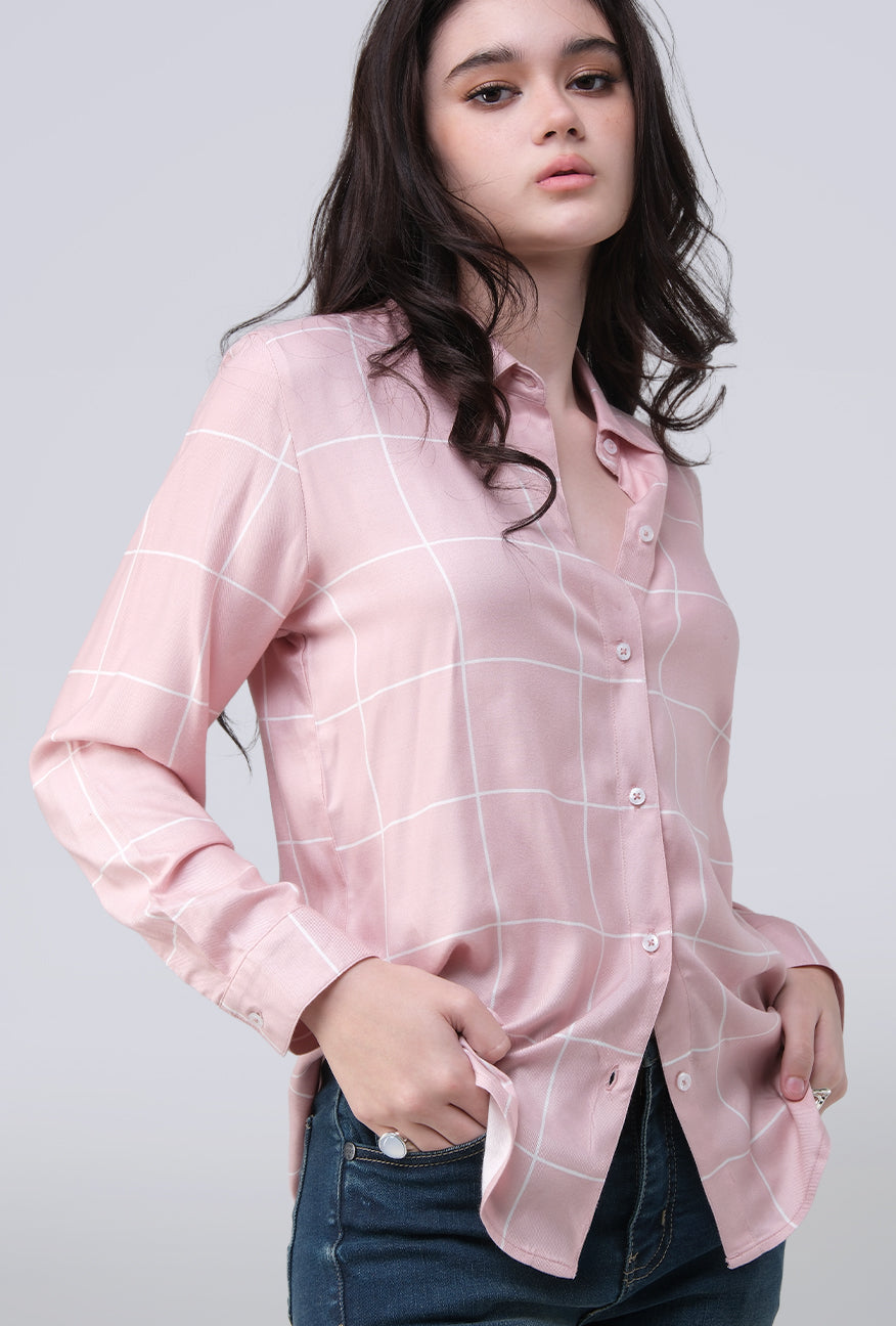 Kemeja Lengan Panjang Key Pink