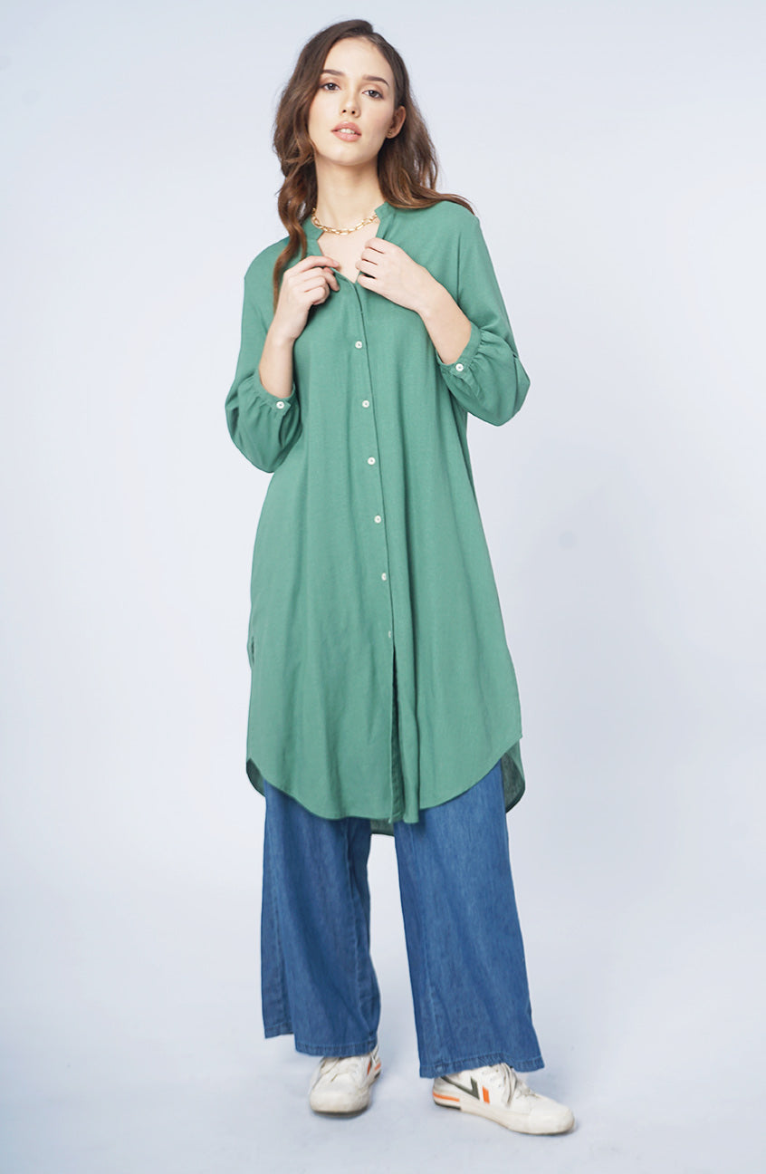 Dress Lengan Panjang Antie Dusty Green