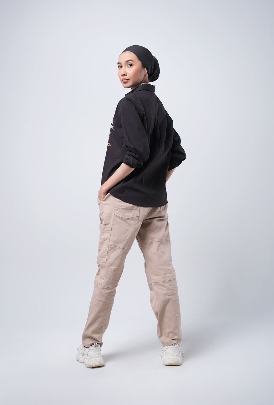 Kemeja Lengan Panjang Elaina Black