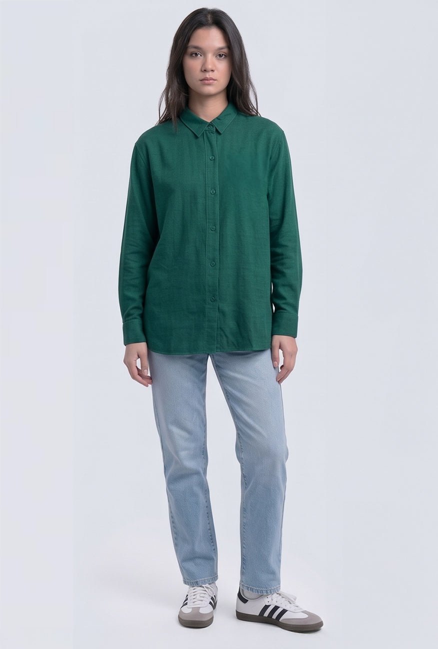 Kemeja Lengan Panjang Windy Dark Green