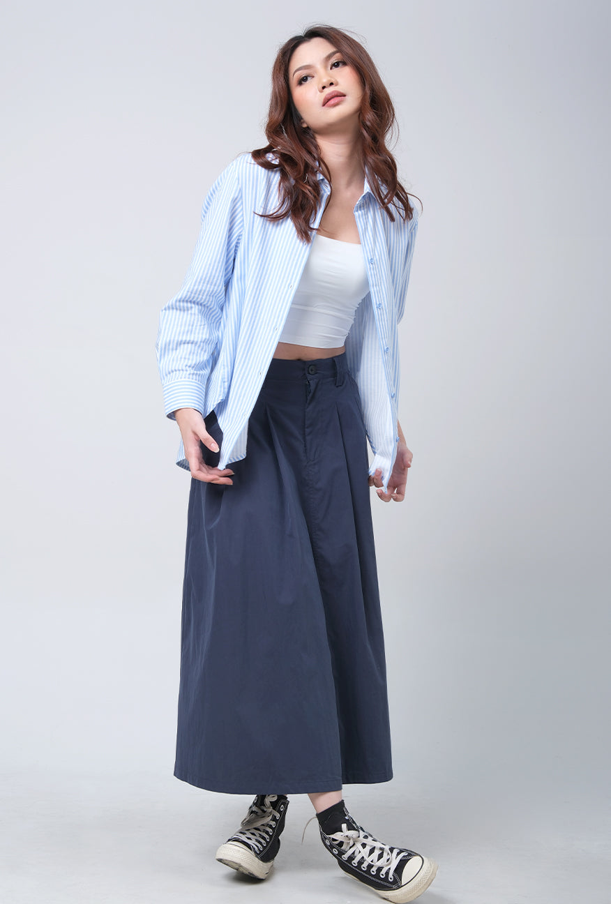 Kemeja Lengan Panjang Gritha Offwhite Blue