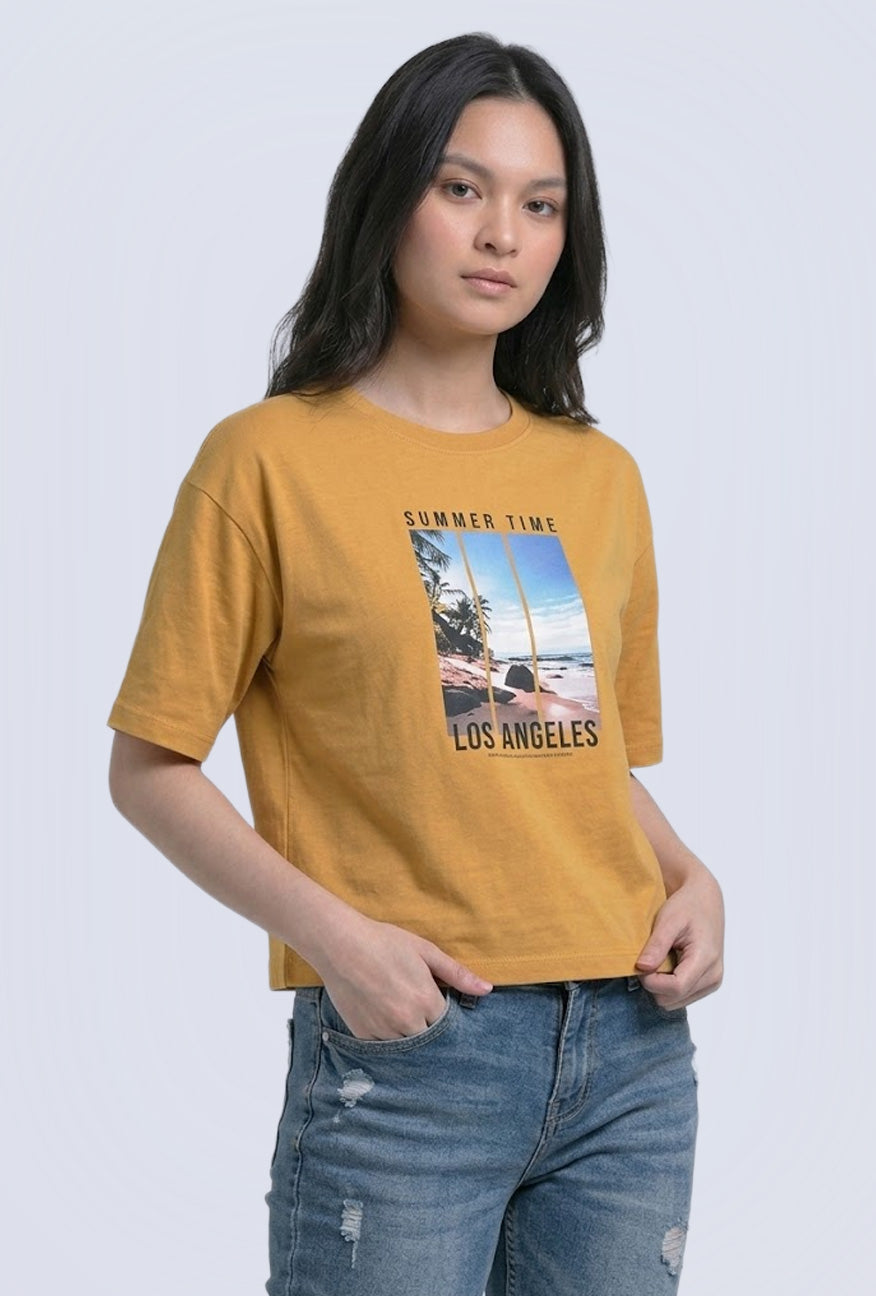 T-Shirt Lengan Pendek Ellie Mustard