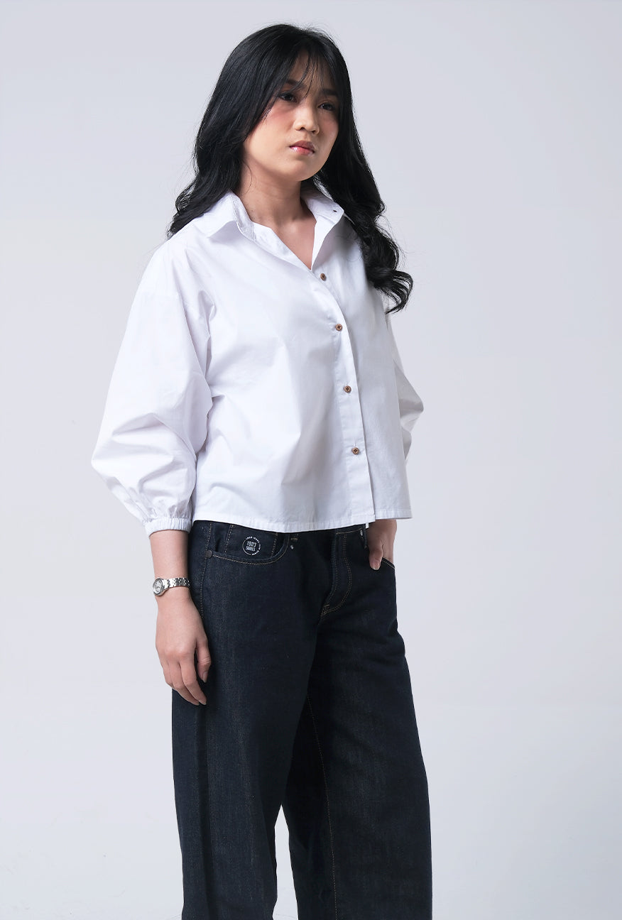 Kemeja Lengan Panjang Zelva White
