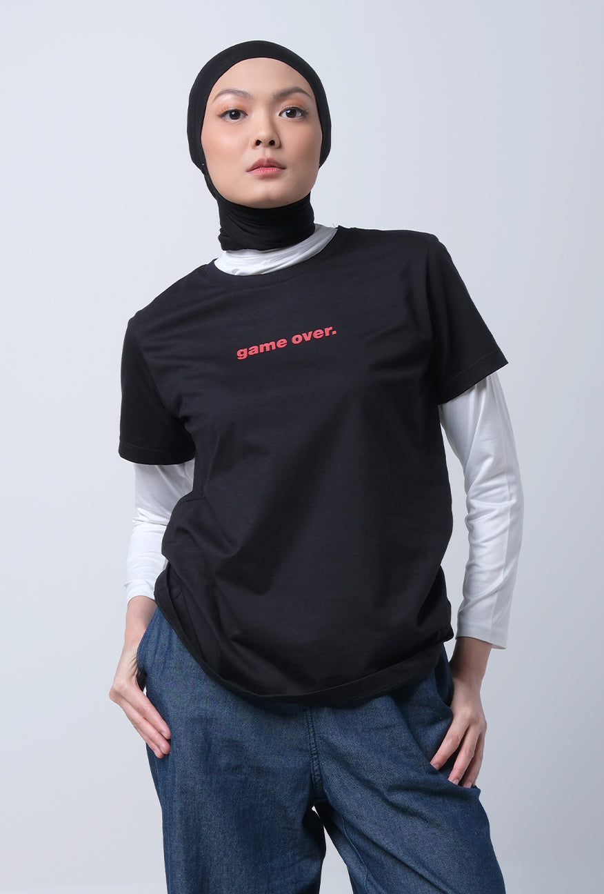 T-Shirt Lengan Pendek Queensha Black