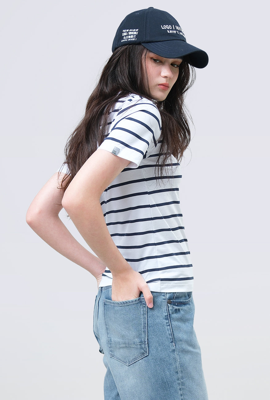 T-Shirt Lengan Pendek Kasha White Navy