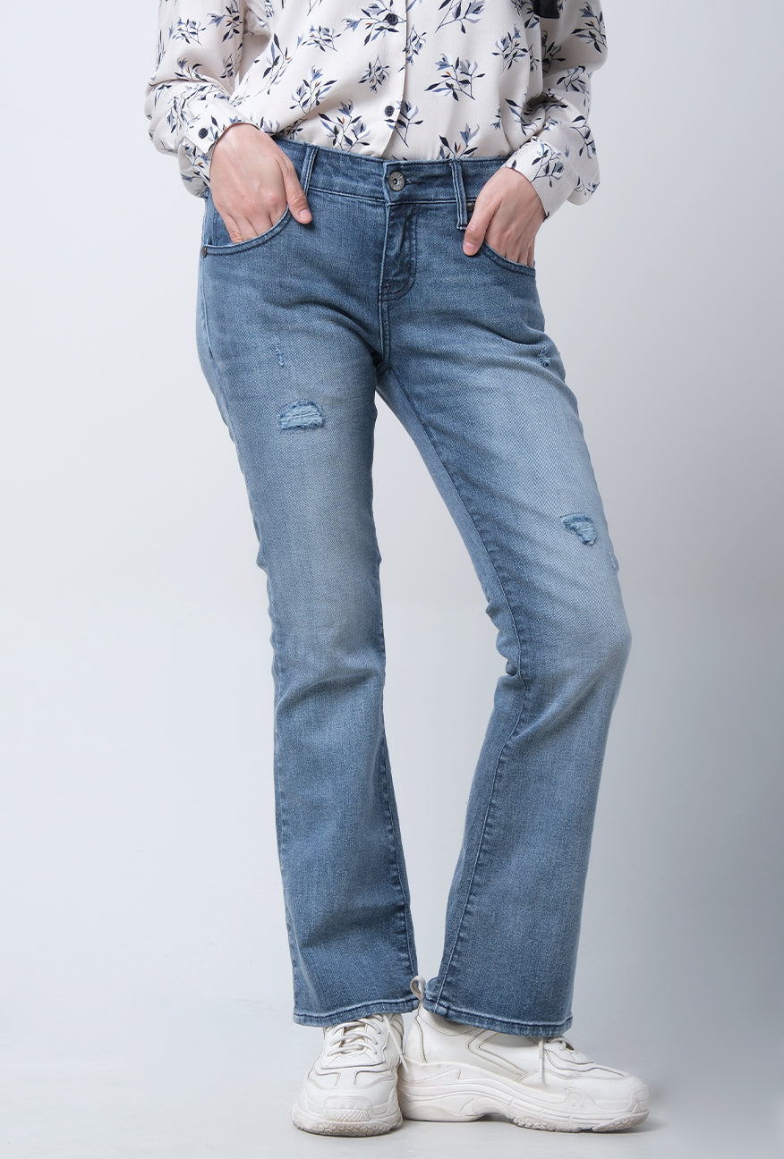 Jeans Bootcut J5 Series Light Blue With Destroy