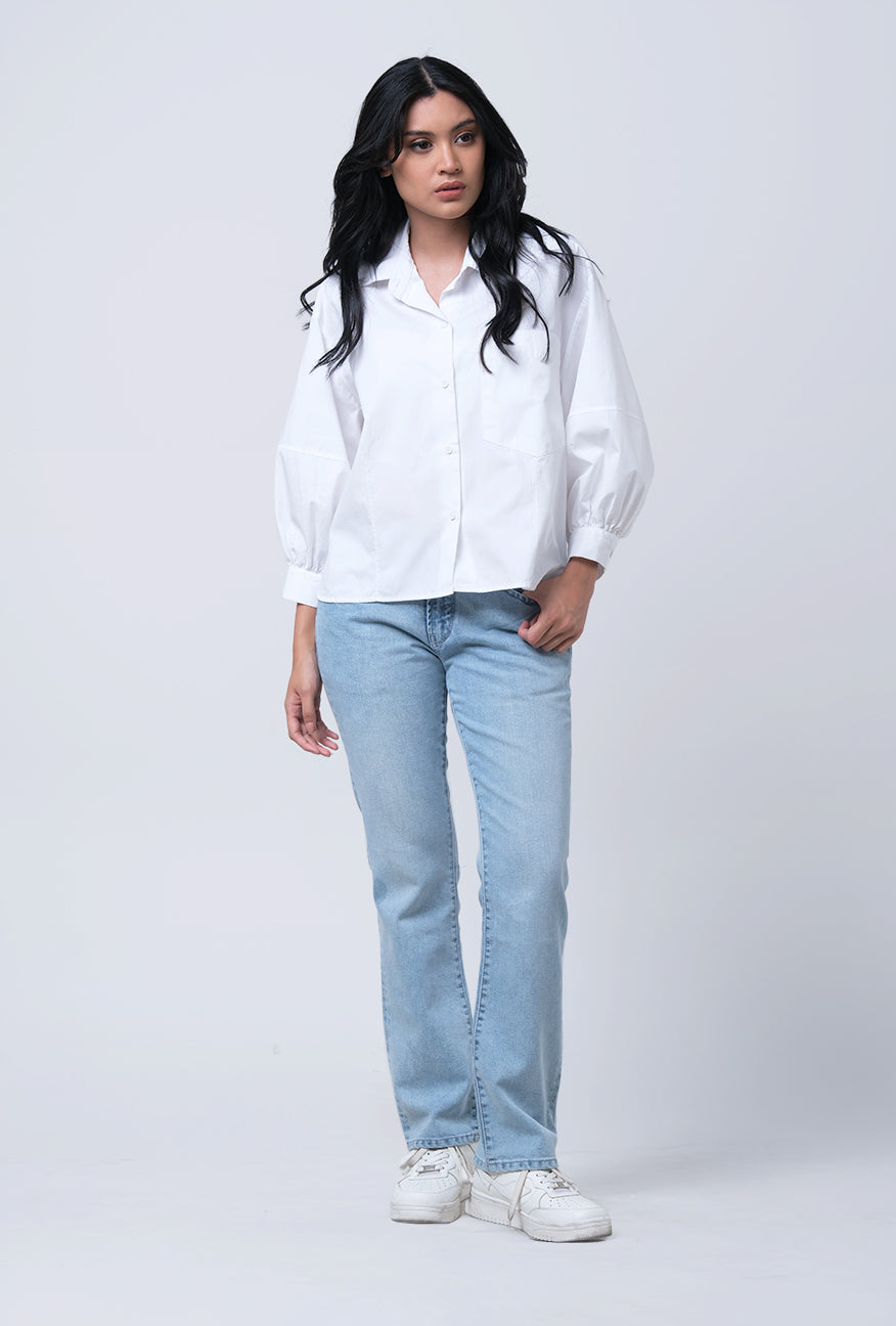 Kemeja Lengan Panjang Danica White