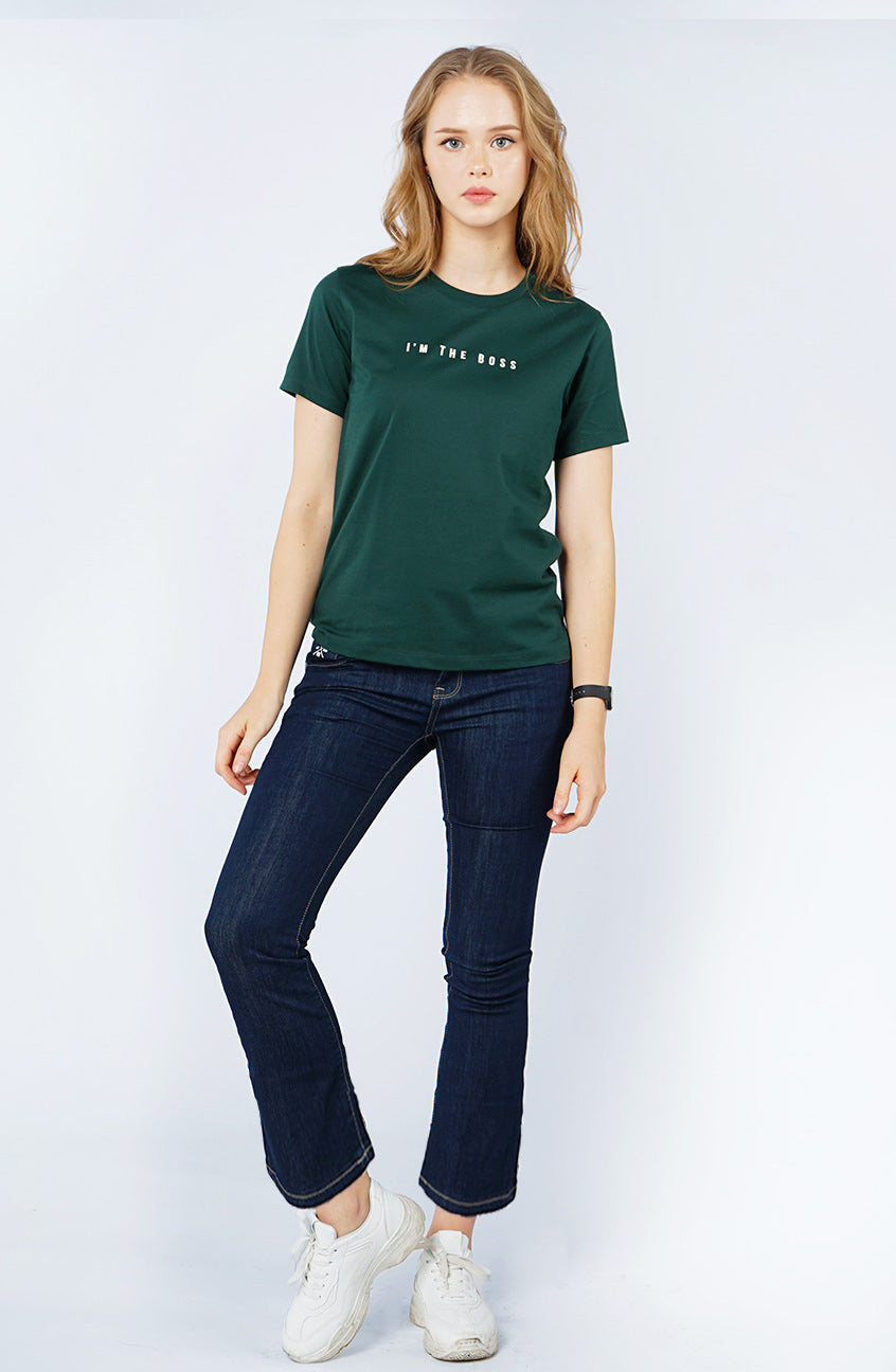 T-Shirt Lengan Pendek Humeera Dark Green