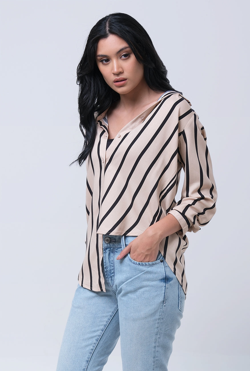 Kemeja Lengan Panjang Agatha Khaki Black