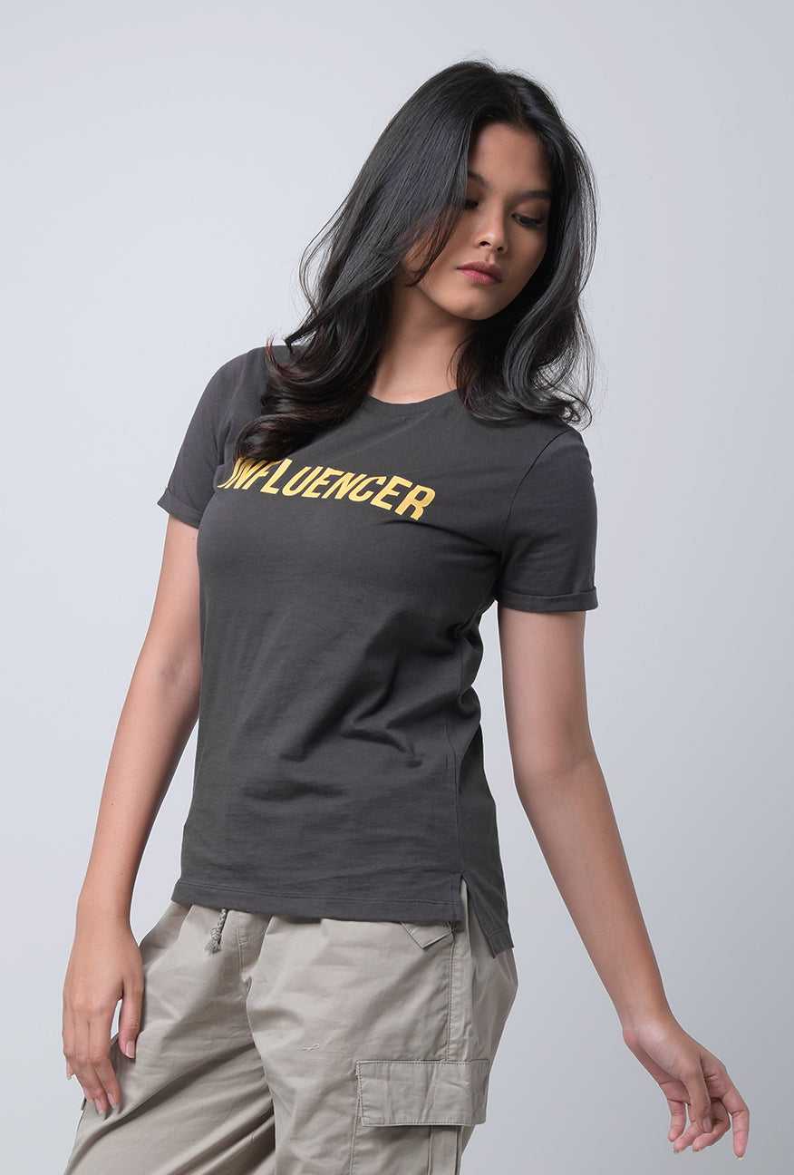 T-Shirt Lengan Pendek Influencer Dark Grey