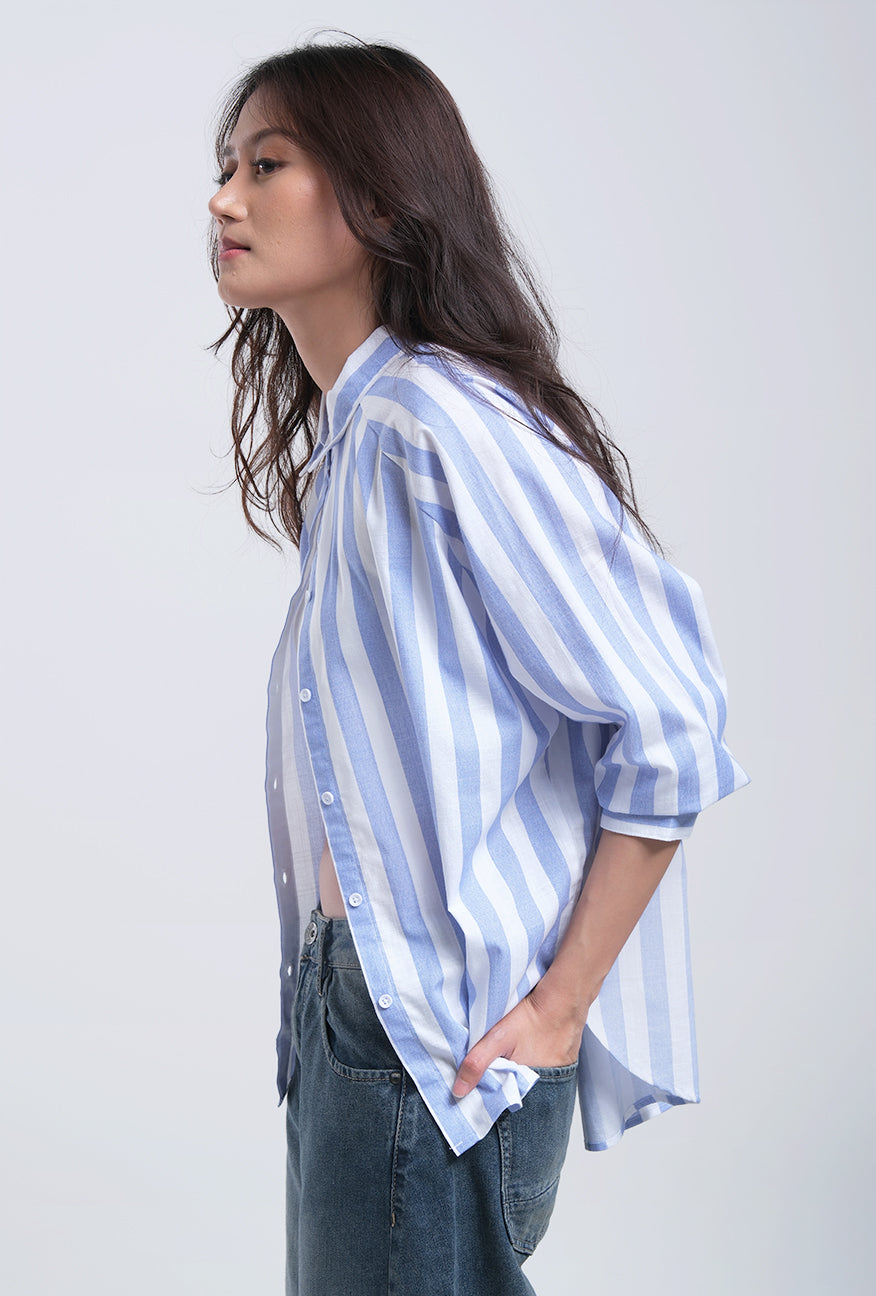 Kemeja Lengan Panjang Griffyn Blue White