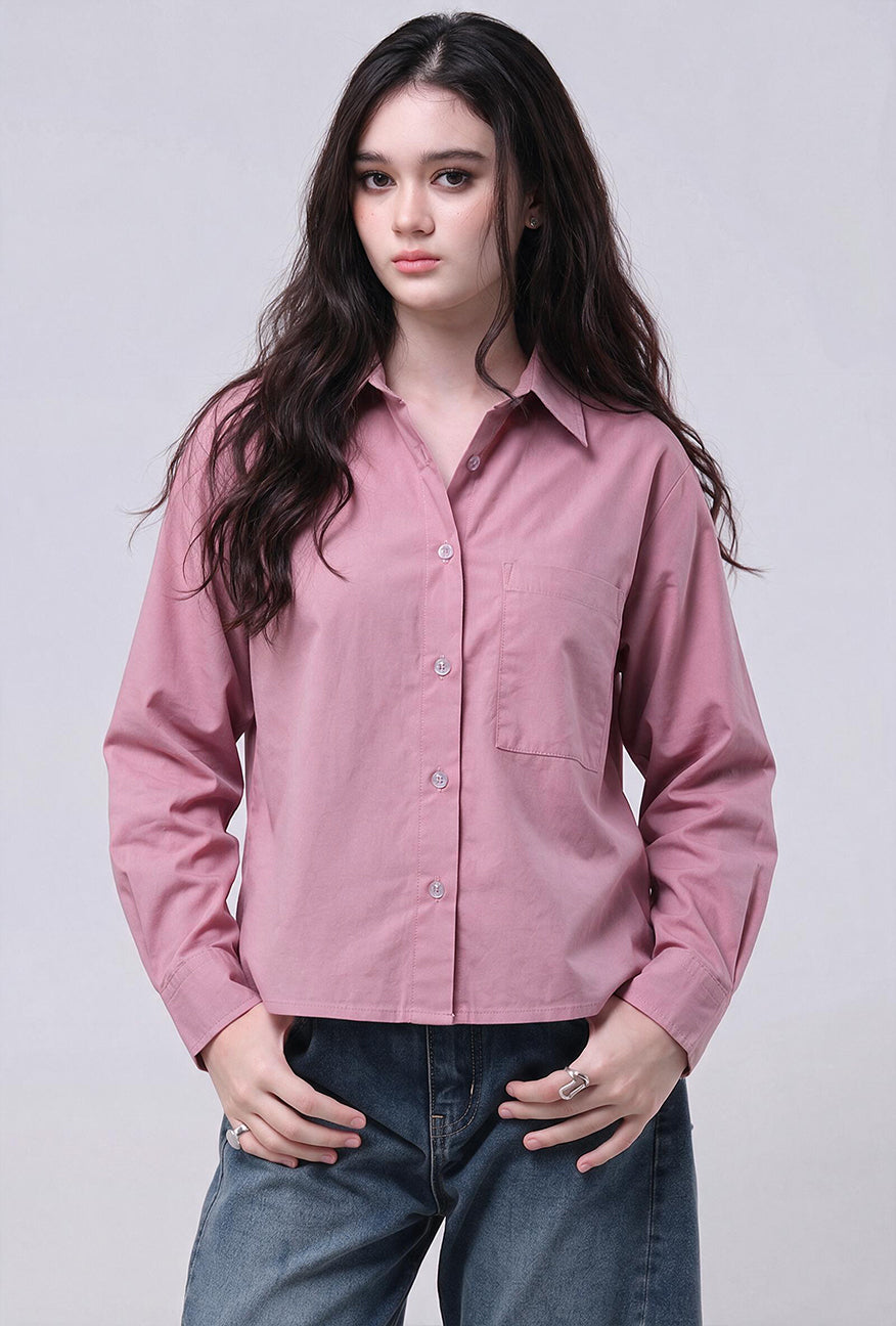 Kemeja Lengan Panjang Selra Pink Exclusive Online