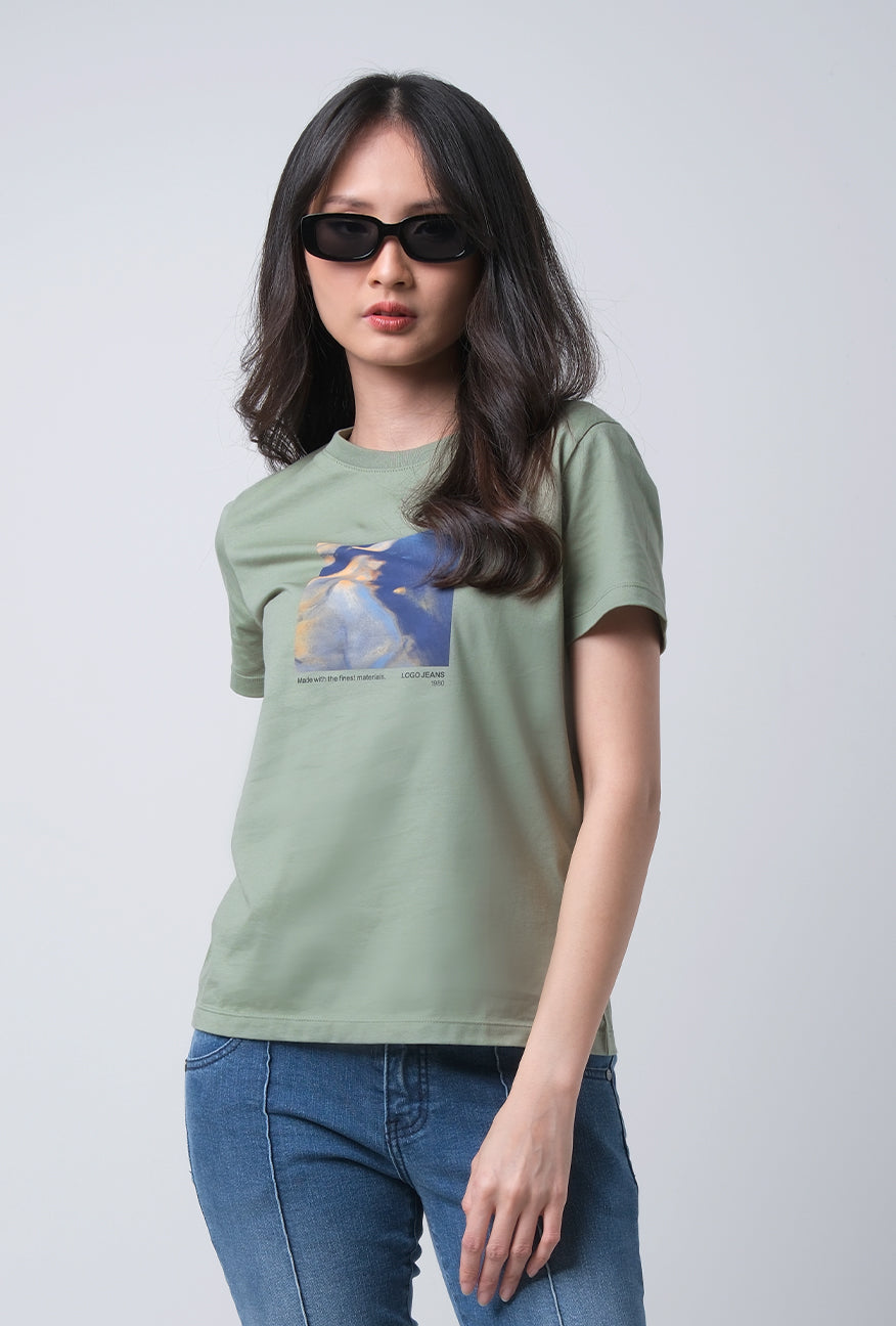 T-Shirt Basic Lengan Pendek Ava Dusty Green