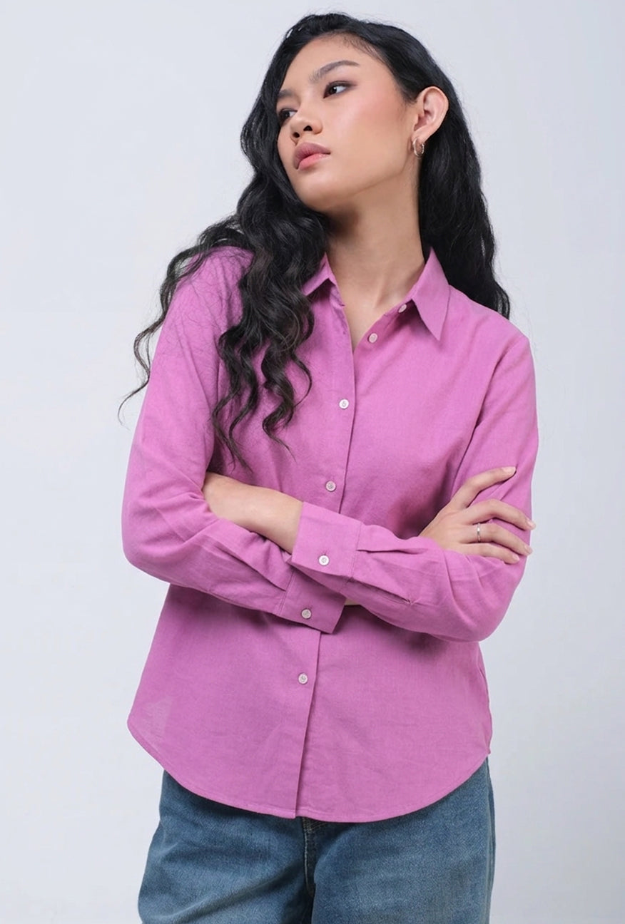 Kemeja Lengan Panjang Mellie Orchid Purple