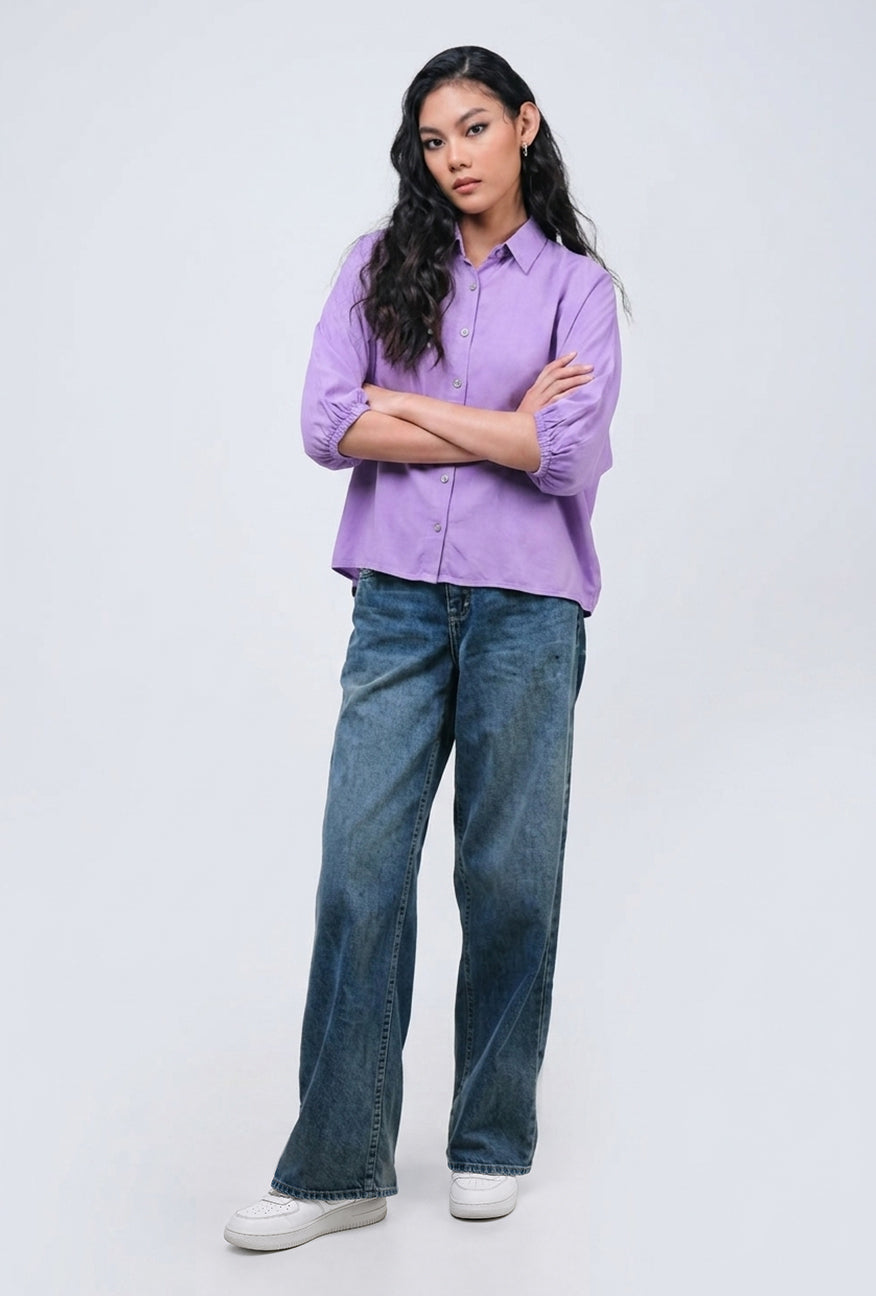 Kemeja Lengan Panjang Shenny Lavender