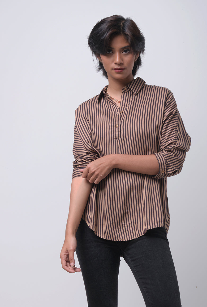 Kemeja Lengan Panjang Alene Brown Black