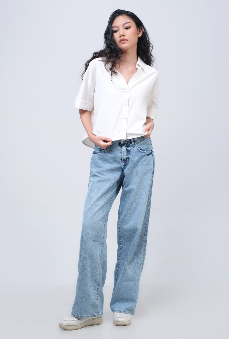 Kemeja Lengan Pendek Berinda Offwhite Exclusive Online