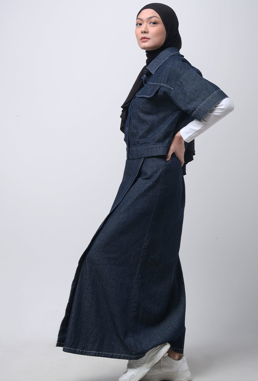 Kemeja Lengan Pendek Classy Top Dark Blue