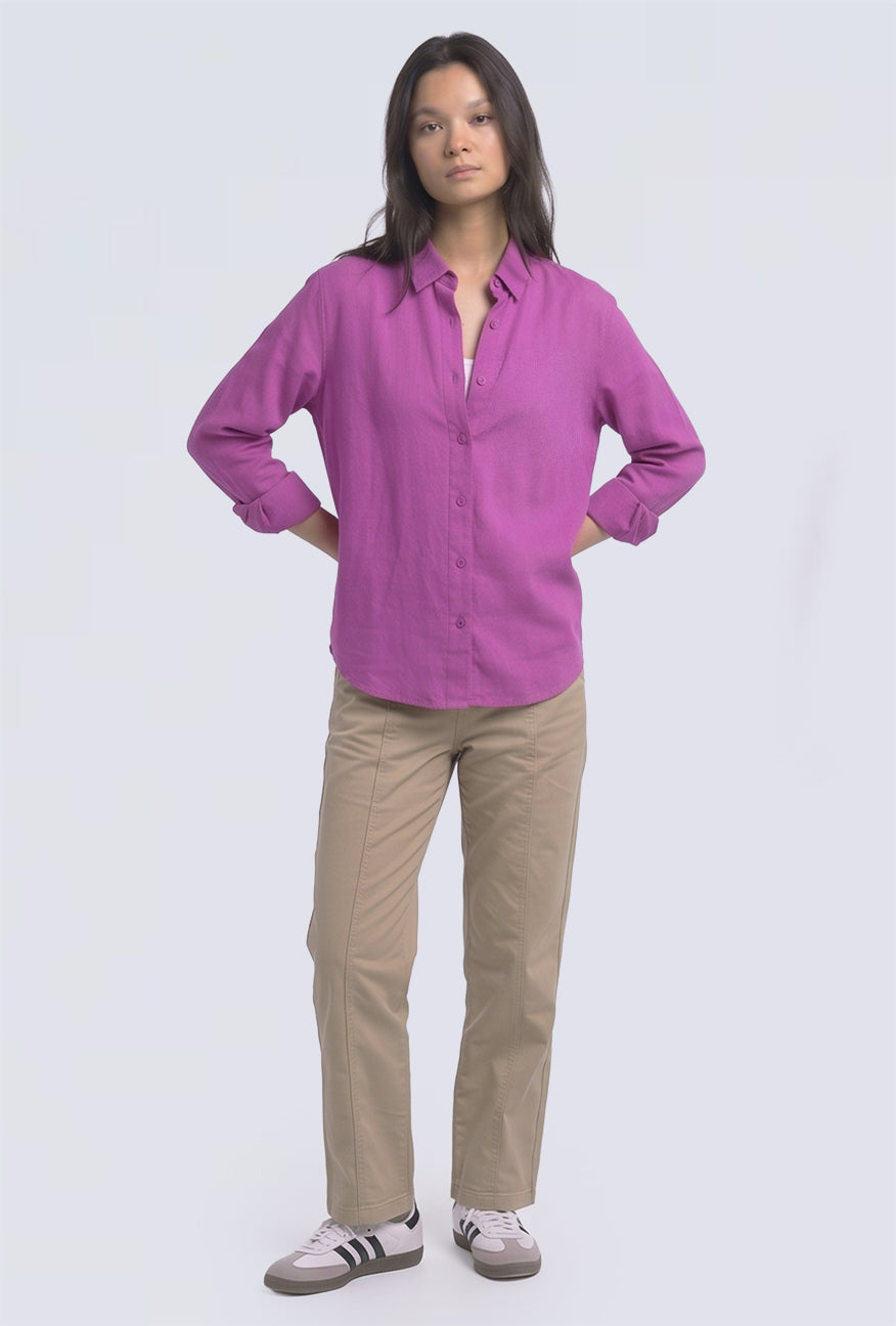 Kemeja Lengan Panjang Byan Pink Purple