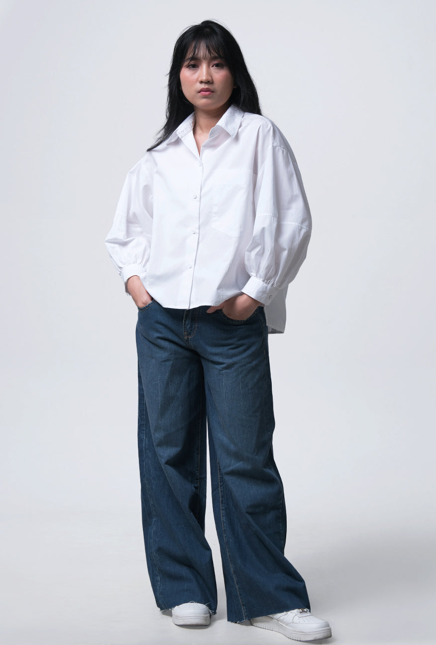 Kemeja Lengan Panjang Danica White