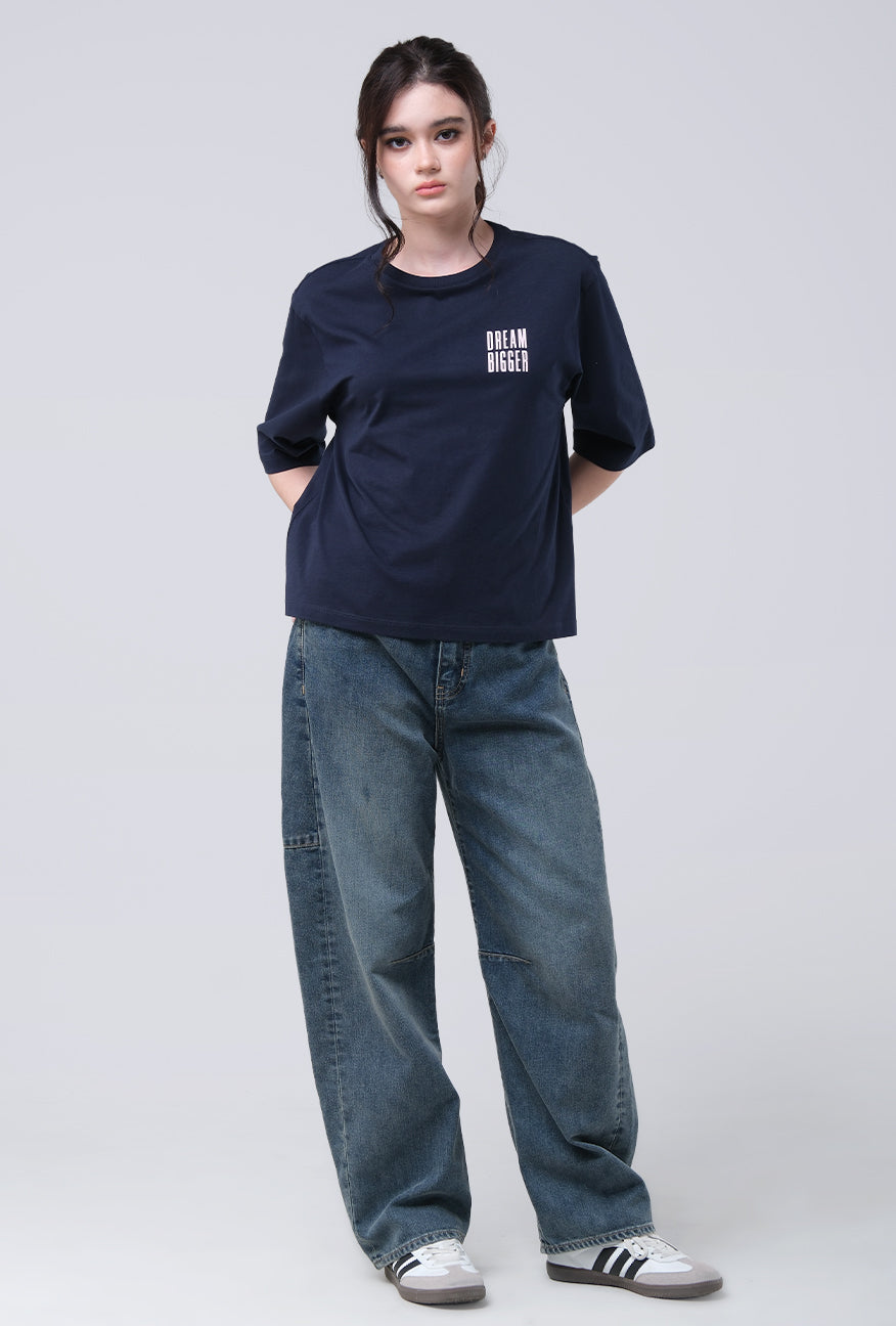 T-Shirt Lengan Pendek Maurine Navy