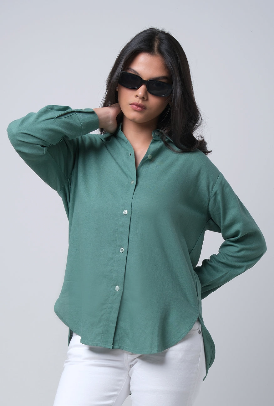 Kemeja Lengan Panjang Lindy Dusty Green