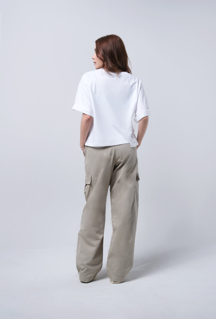 T-Shirt Crop Lengan Pendek Lilly Offwhite
