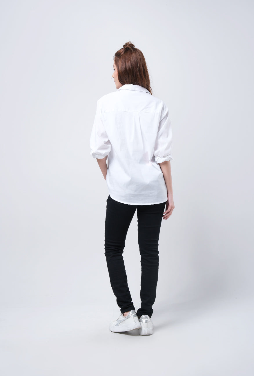 Kemeja Lengan Panjang Elaina Offwhite