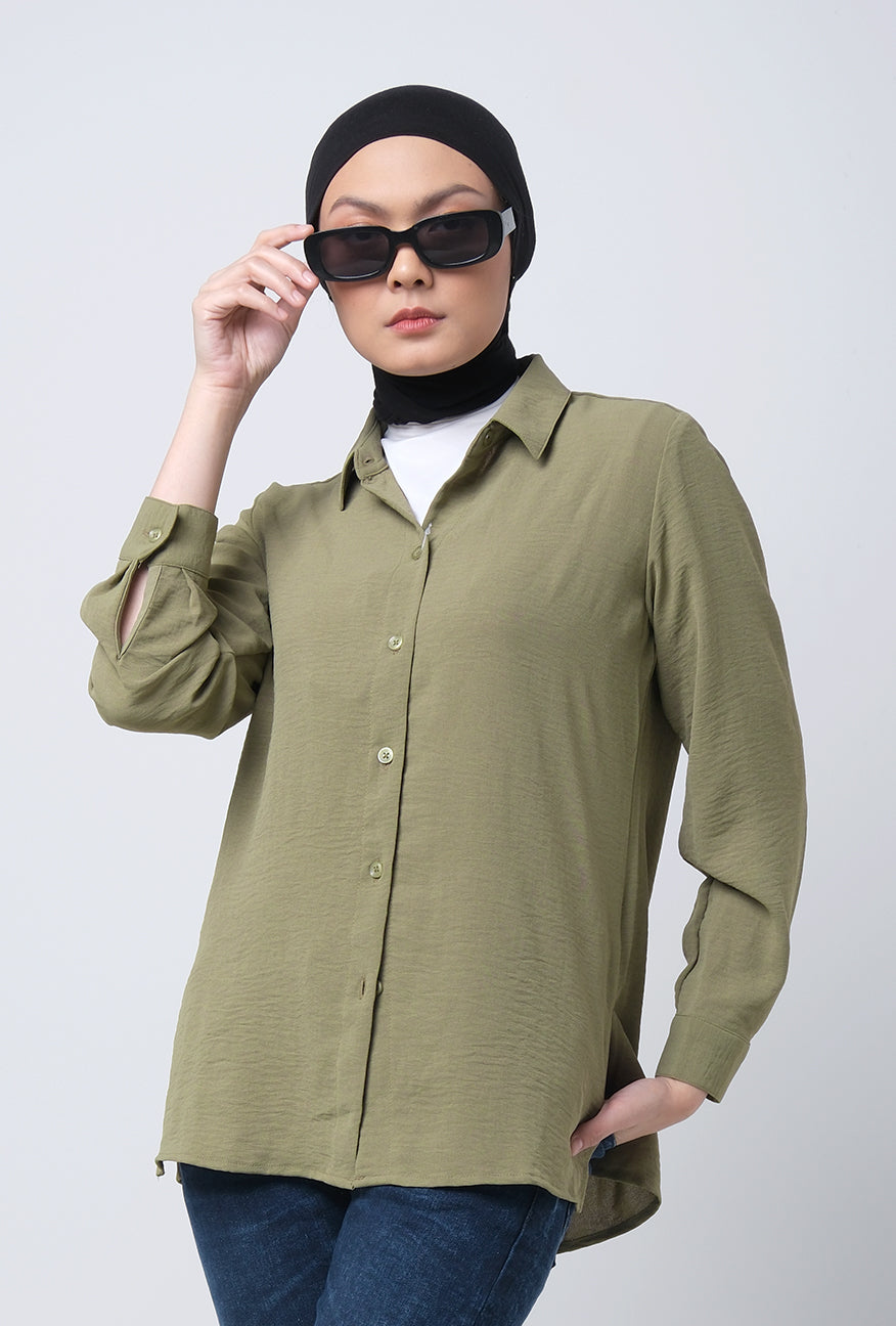 Kemeja Lengan Panjang Joanna Sage Green