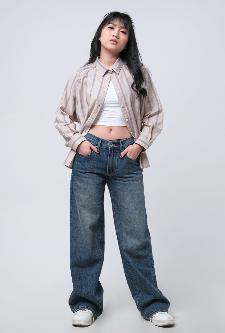 Kemeja Lengan Panjang Caury Khaki Grey