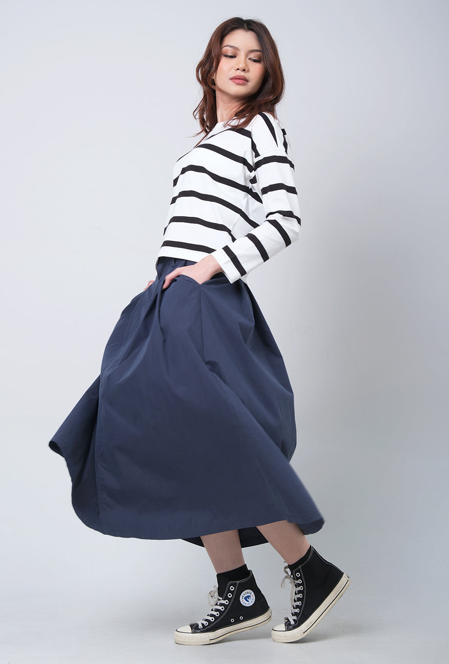 T-Shirt Lengan Panjang Fleur Offwhite Black Stripe
